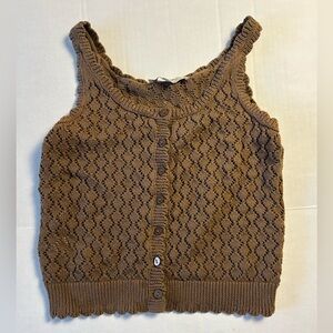 LOFT Chocolate Knit Button-Up Tank